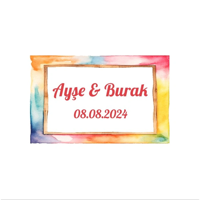 Toprak Tonları Yaprak Çerçeve Etiketi Kına Nişan Düğün 3x3 cm özel etiket / 50 adet sticker