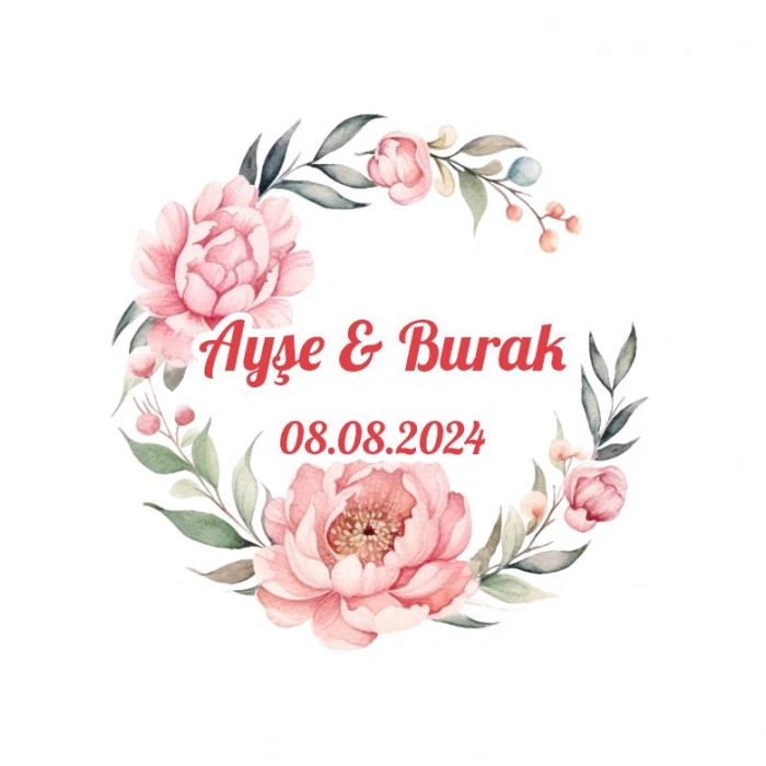 Dal Örgü Çerçeveli Etiket Kına Nişan Düğün 3x3 cm özel etiket / 50 adet sticker