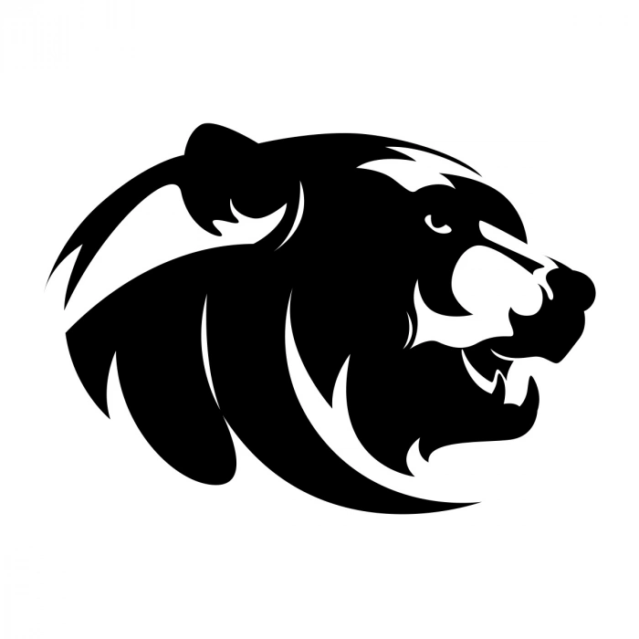 Ayı Kafası Sticker 17x17 Cm Siyah