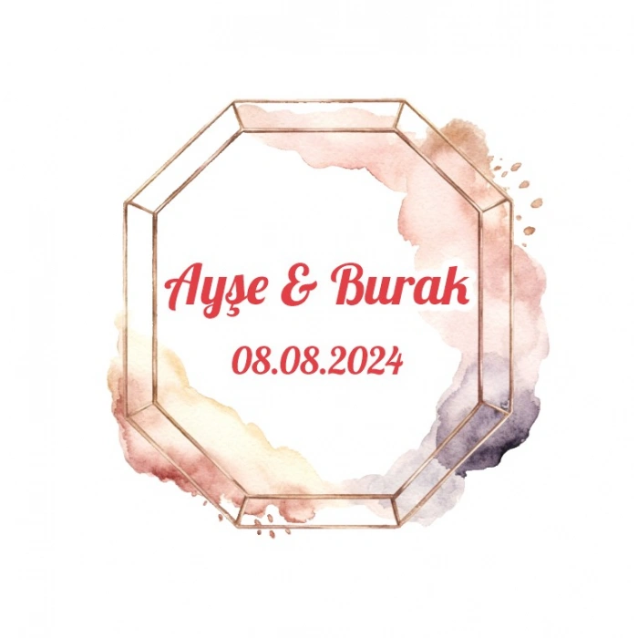 Dal Örgü Çerçeveli Etiket Kına Nişan Düğün 3x3 cm özel etiket / 50 adet sticker