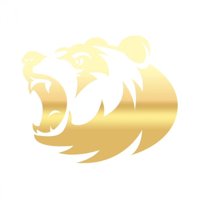 Ayı Kafası Sticker 17x17 Cm Gold