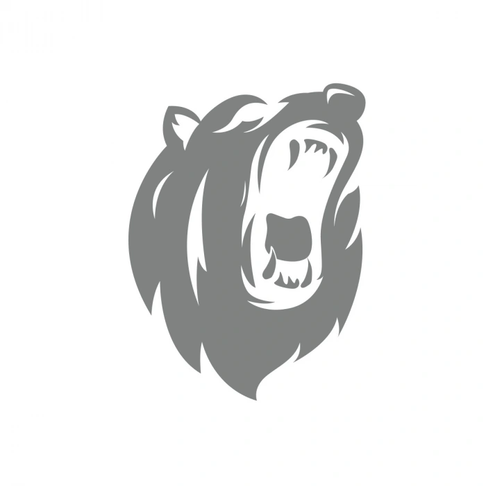 Ayı Kafası Sticker 17x17 Cm Gri