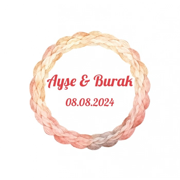 Sekizgen Çerçeveli Sulu Boya Etiket Kına Nişan Düğün 3x3 cm özel etiket / 50 adet sticker
