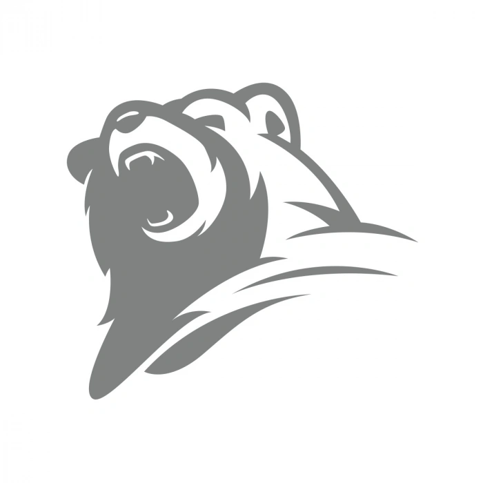 Ayı Kafası Sticker 17x17 Cm Gri