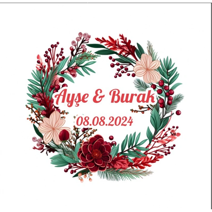 Hasır Örgü Çerçeveli Etiket Kına Nişan Düğün 3x3 cm özel etiket / 50 adet sticker