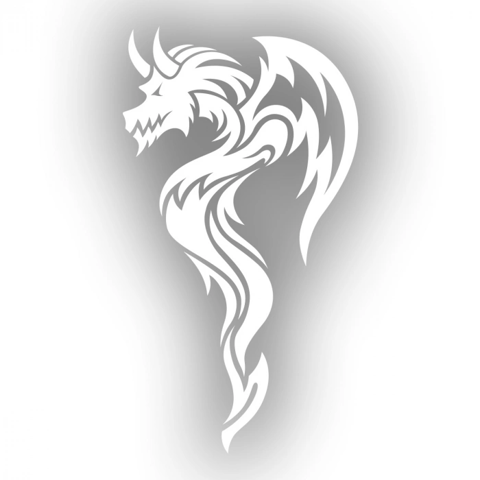 Ejderha Sticker 17x17 Cm Beyaz