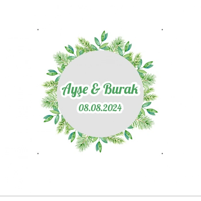 Yılbaşı Temalı Oval Etiket Kına Nişan Düğün 3x3 cm özel etiket / 50 adet sticker