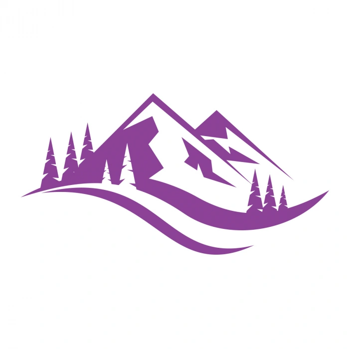 Dağ ve Ağaçlar Sticker17x17 Cm Mor