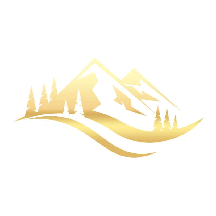 Dağ ve Ağaçlar Sticker17x17 Cm Gold