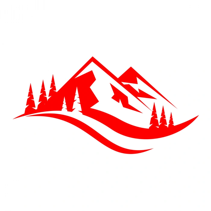 Dağ ve Ağaçlar Sticker17x17 Cm Kırmızı