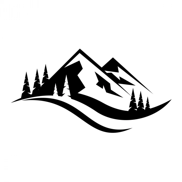 Dağ ve Ağaçlar Sticker17x17 Cm Siyah