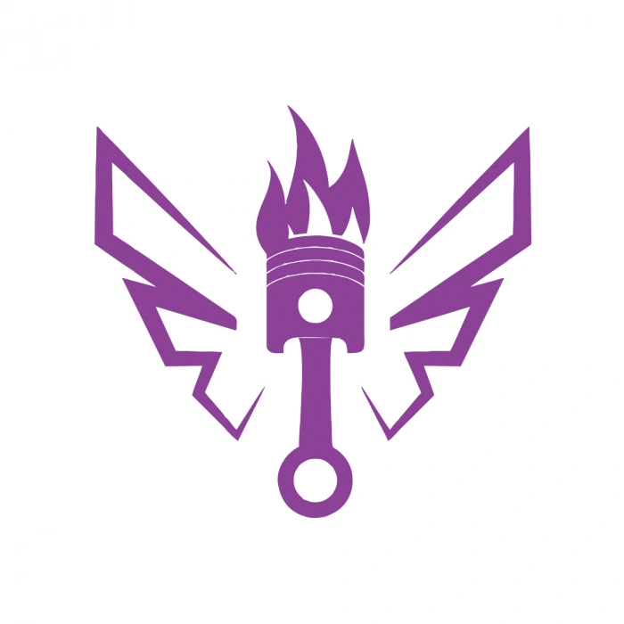 Kanatlı Alevli Piston Sticker17x17 Cm Mor