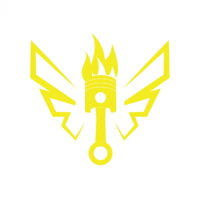 Kanatlı Alevli Piston Sticker17x17 Cm Sarı