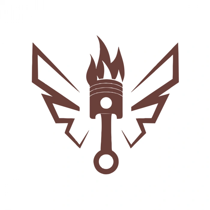 Kanatlı Alevli Piston Sticker17x17 Cm Kahverengi