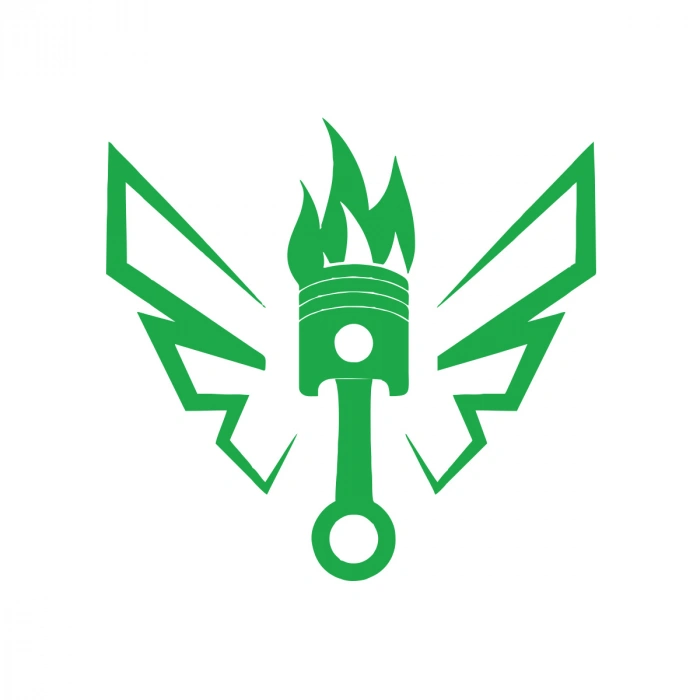 Kanatlı Alevli Piston Sticker17x17 Cm Yeşil