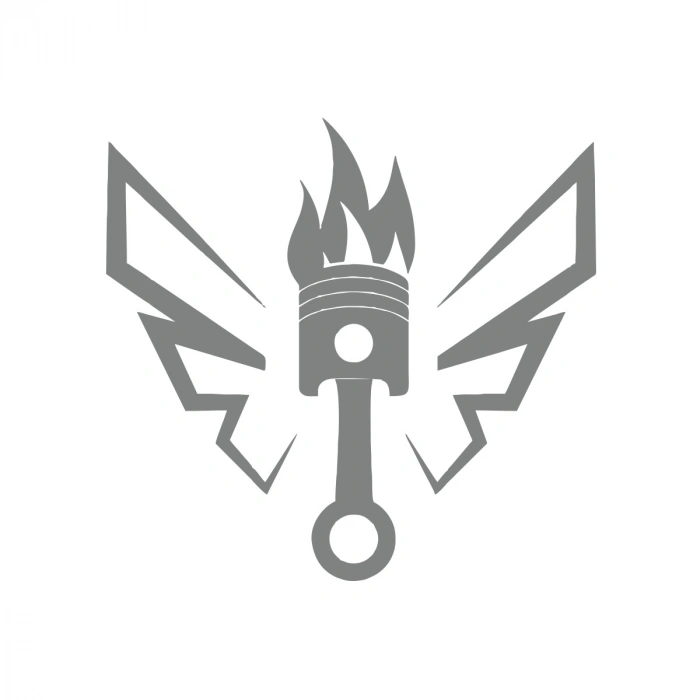 Kanatlı Alevli Piston Sticker17x17 Cm Gri