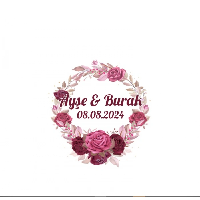 Altın Çember Ayçiçeği ve Gül Etiketi Kına Nişan Düğün 3x3 cm özel etiket / 50 adet sticker