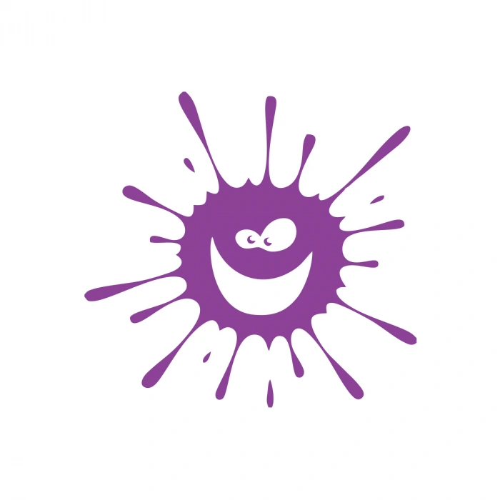 Splash Gülen Surat Sticker 17x17 Cm Mor