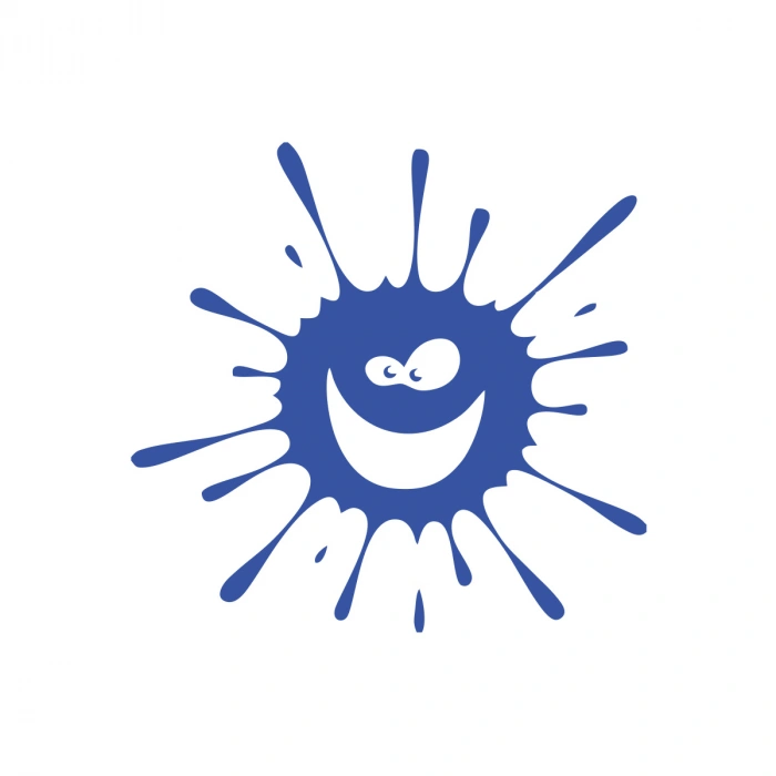 Splash Gülen Surat Sticker 17x17 Cm Mavi