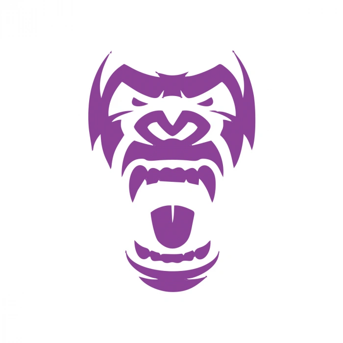 Goril Kafası Sticker17x17 Cm Mor