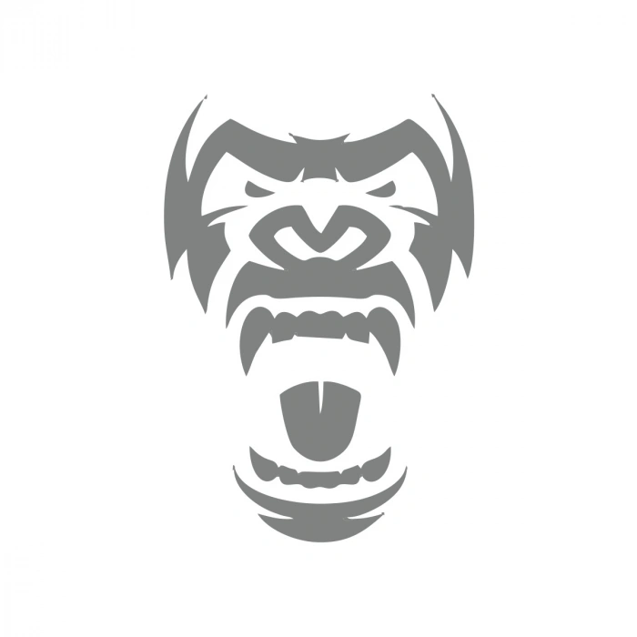 Goril Kafası Sticker17x17 Cm Gri