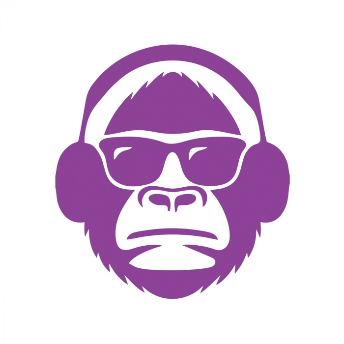 Kulaklıklı Maymun Sticker17x17 Cm Mor