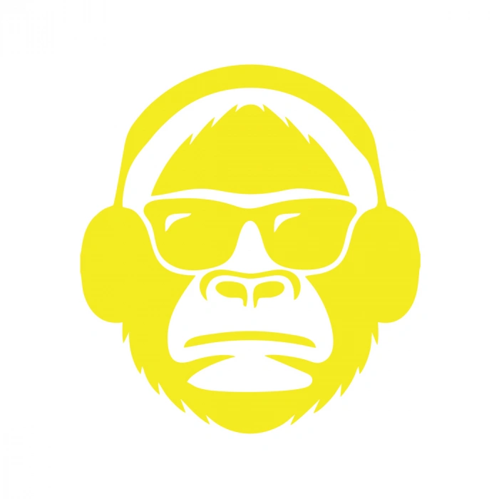 Kulaklıklı Maymun Sticker17x17 Cm Sarı