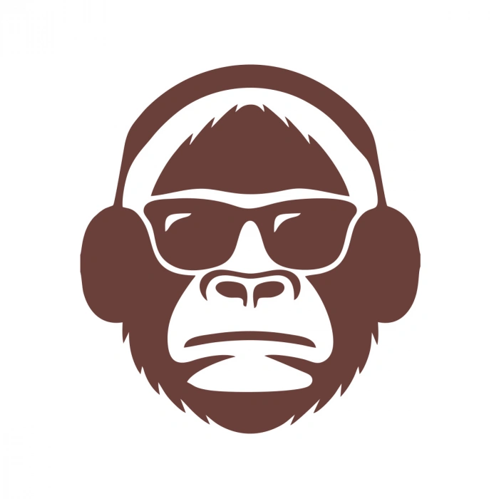 Kulaklıklı Maymun Sticker17x17 Cm Kahverengi