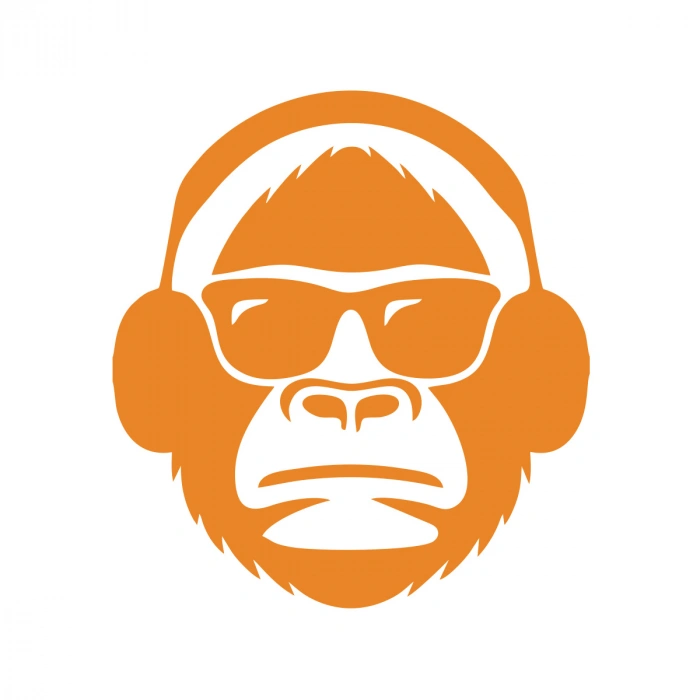 Kulaklıklı Maymun Sticker17x17 Cm Turuncu