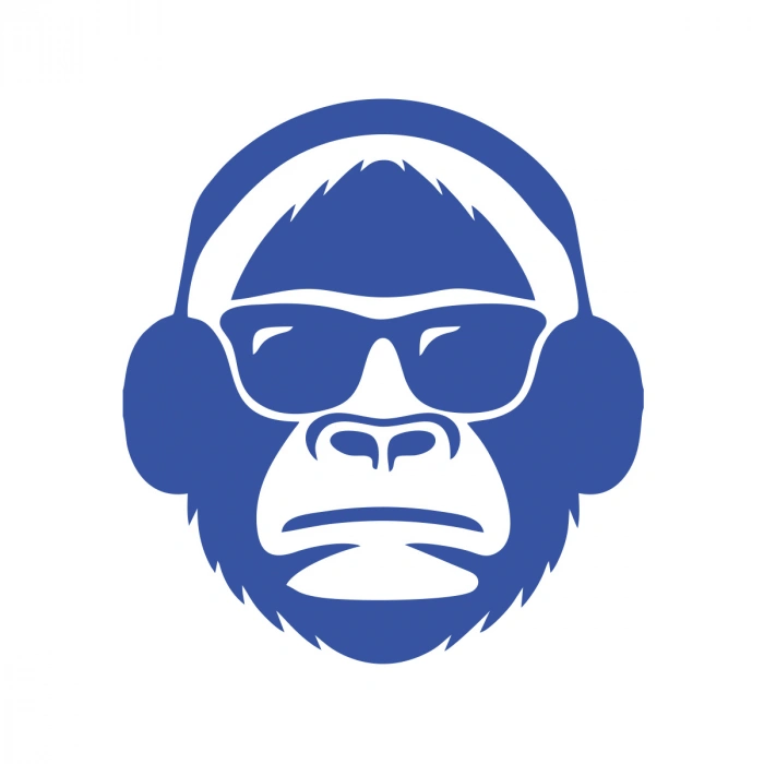 Kulaklıklı Maymun Sticker17x17 Cm Mavi