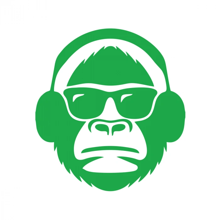 Kulaklıklı Maymun Sticker17x17 Cm Yeşil