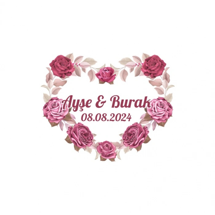 Mor Zambak ve Tomurcuk Çelenk Etiketi Kına Nişan Düğün 3x3 cm özel etiket / 50 adet sticker