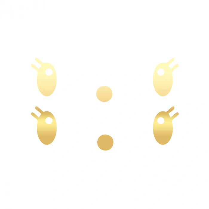 Gülen Surat Ayna Sticker 2 Adet17x17 Cm Gold