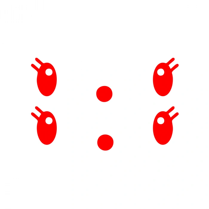 Gülen Surat Ayna Sticker 2 Adet17x17 Cm Kırmızı