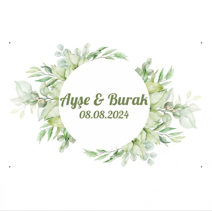 Kahverengi Yapraklı Gül Çelenk Etiketi Kına Nişan Düğün 3x3 cm özel etiket / 50 adet sticker