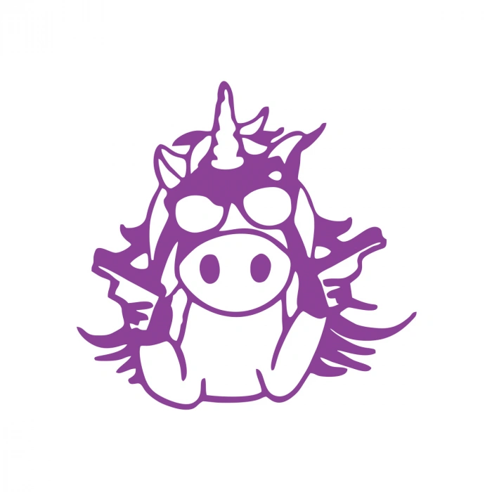 Slah Tutan İnek Araba Sticker 17x17 Cm Mor