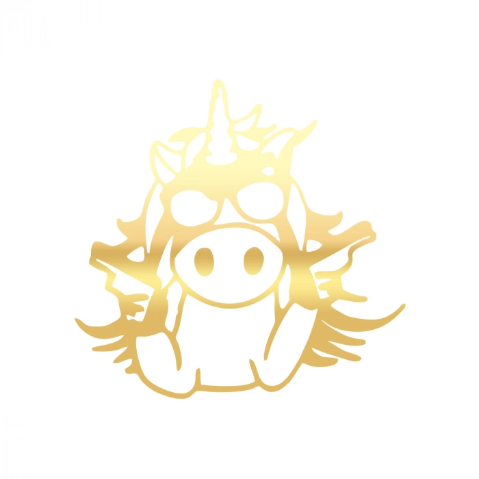 Slah Tutan İnek Araba Sticker 17x17 Cm Gold