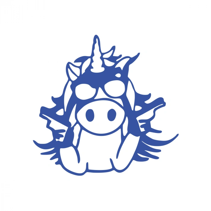 Slah Tutan İnek Araba Sticker 17x17 Cm Mavi