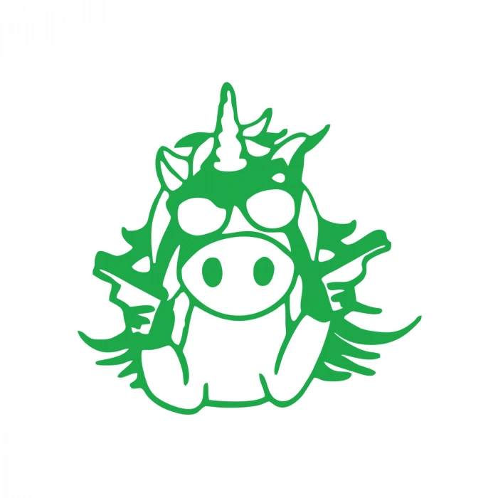 Slah Tutan İnek Araba Sticker 17x17 Cm Yeşil