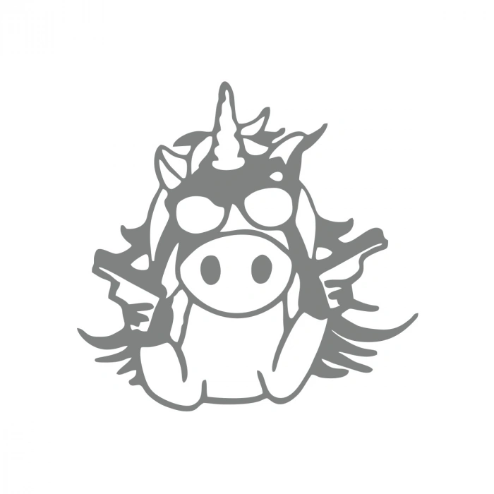 Slah Tutan İnek Araba Sticker 17x17 Cm Gri