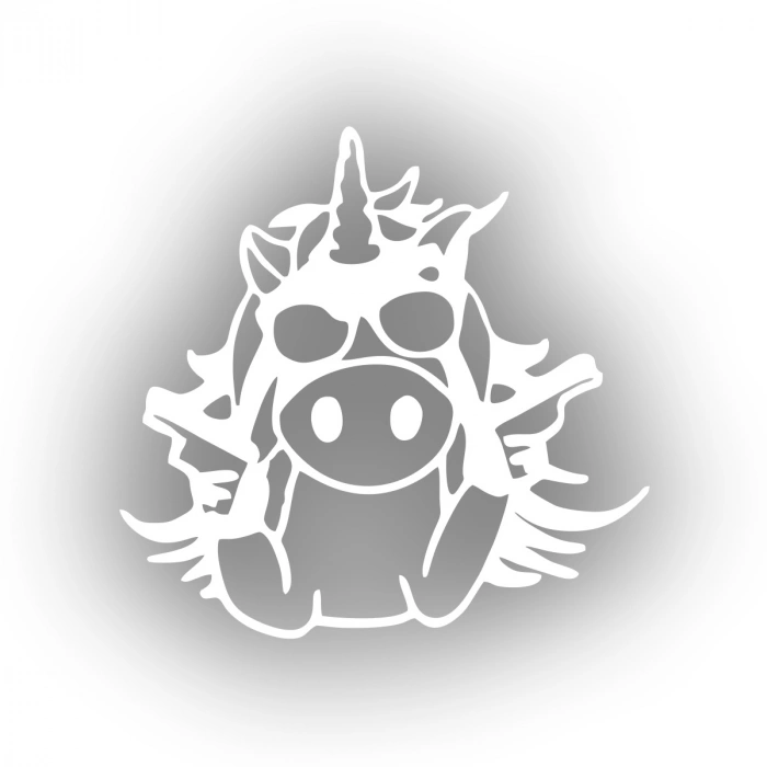 Slah Tutan İnek Araba Sticker 17x17 Cm Beyaz