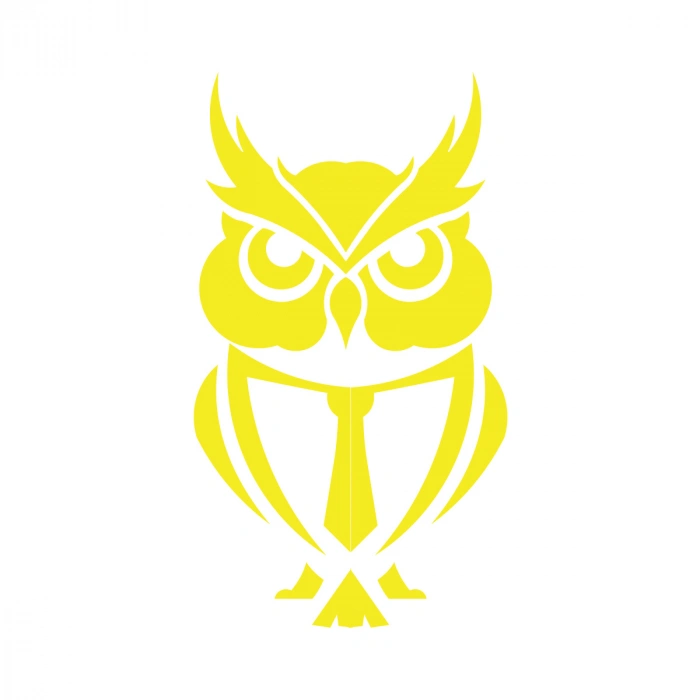 Kıravatlı Baykuş Sticker 17x17 Cm Sarı