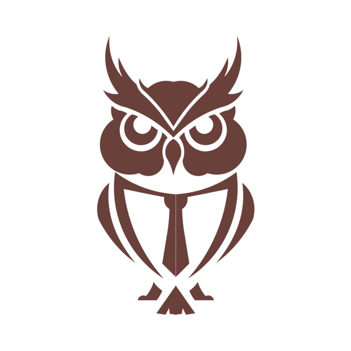 Kıravatlı Baykuş Sticker 17x17 Cm Kahverengi