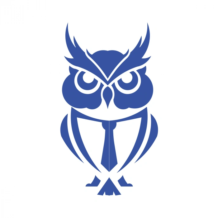 Kıravatlı Baykuş Sticker 17x17 Cm Mavi