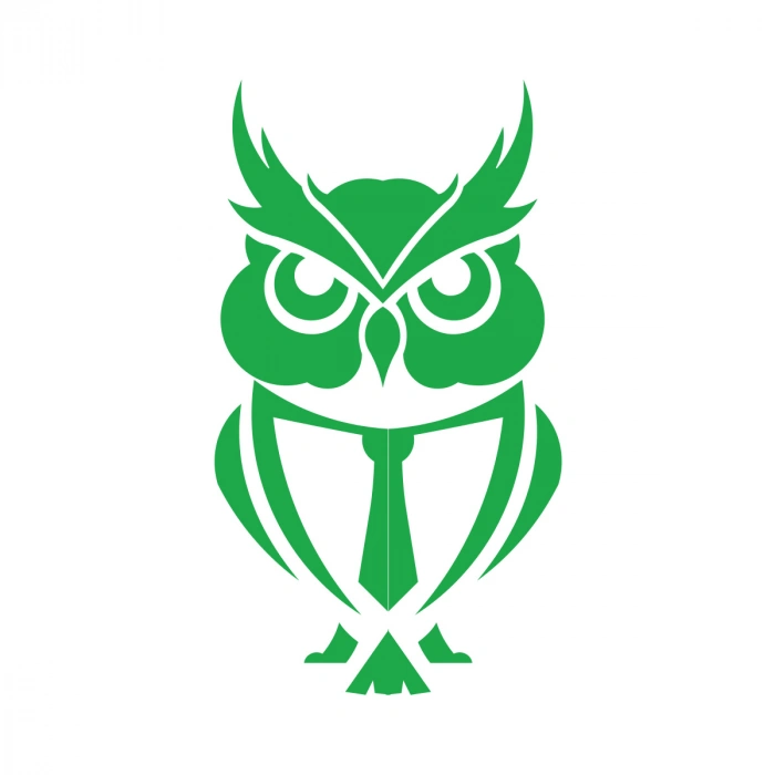 Kıravatlı Baykuş Sticker 17x17 Cm Yeşil