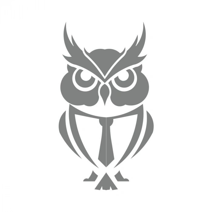 Kıravatlı Baykuş Sticker 17x17 Cm Gri