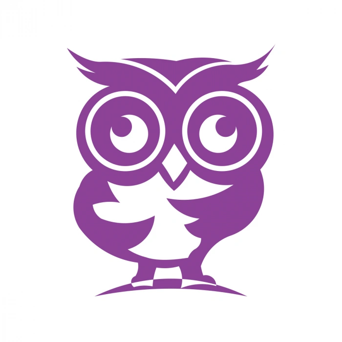 Sevimli Baykuş Sticker 17x17 Cm Mor