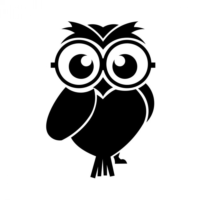 Sevimli Baykuş Sticker 17x17 Cm Siyah