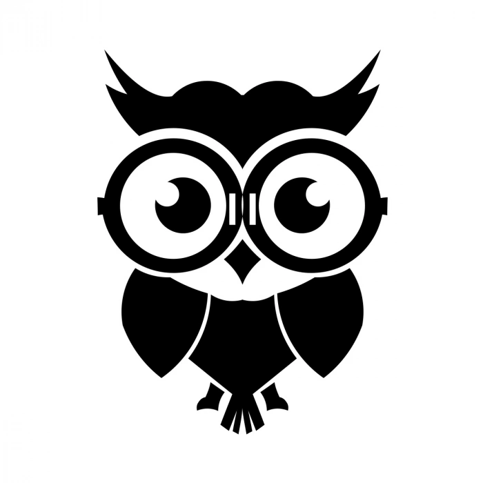 Sevimli Baykuş Sticker 17x17 Cm Siyah