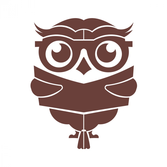 Kitap Okuyan Baykuş Sticker 17x17 Cm Kahverengi